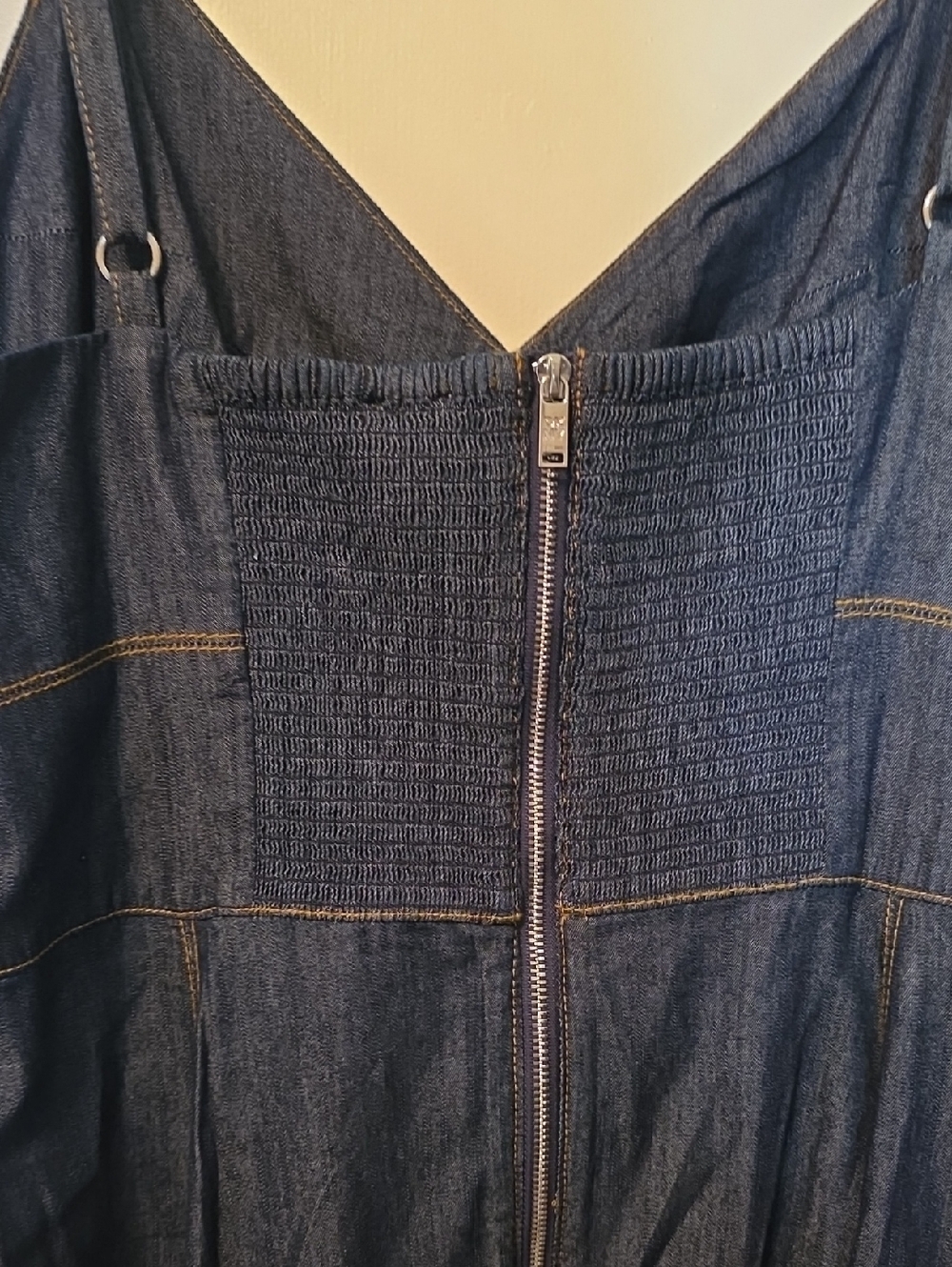 DKNY Dark Indigo Seamed Bustier Denim Midi Dress Size 8 NWT - Picture 5 of 8